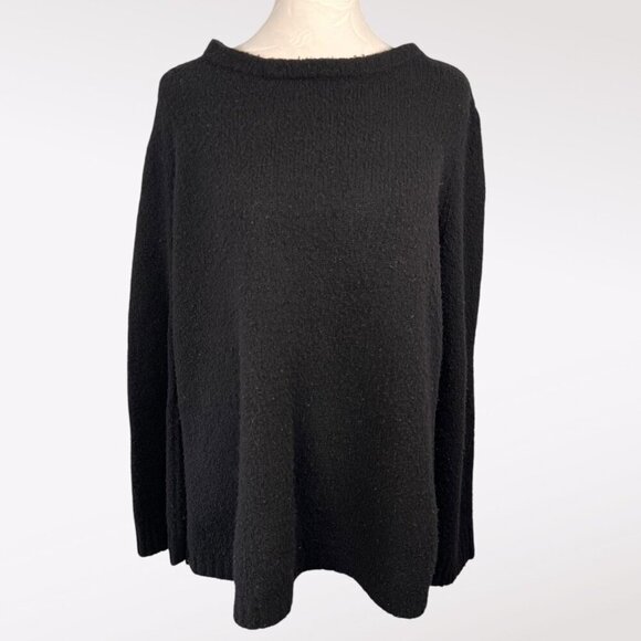Inhabit Black Wool & Cashmere Blend Sweater Lightweight Relaxed Fit Large - Picture 1 of 10
